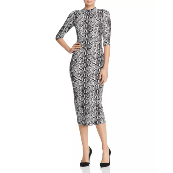 Alice + Olivia Dresses & Skirts - Alice + Olivia Delora Snake-Print Mock-Neck Bodycon Dress Sz 12 Mob Wife